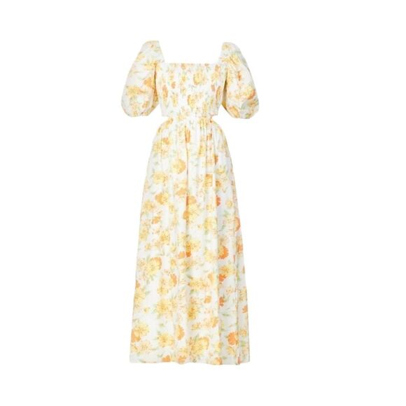 FTB Cutout Puffed Sleeve Spring Loucetta Vintage Floral Cutout Midi Dress NWT M - Picture 3 of 14